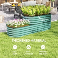 Outsunny Two-Tier Galvanised Steel Garden Planter - Dark Green(m-5)
