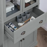 HOMCOM 180cm Tall Kitchen Pantry Cupboard, Freestanding Storage Cabinet with 5 Tier, Adjustable Shelves,  Drawer, Grey(m-8)