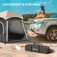 Outsunny Instant Pop Up Camping Tent, 2/3/4 Person Easy Setup Dome Family Tent with Vestibule, Rainfly, 4 Mesh Windows & 2 Doors, Hexagonal Design, Waterproof & UV Protected, Dark Grey(m-8)
