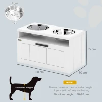 PawHut Raised Dog Bowl with Slow Feeder, Two Stainless Steel Dog Bowls, Drawer, for Large and Extra Large Dogs, White(m-3)