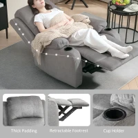 HOMCOM Microfibre Manual Reclining Armchair, with Footrest - Grey(m-6)