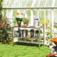 Outsunny 2 Tier Potting Bench Table, Galvanised Steel Garden Planting Work Bench Workstation with Storage Shelf for Outdoor, Patio, Greenhouse, 110 x 50 x 75 cm, Silver Tone(m-2)
