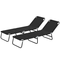 Outsunny Garden Sun Lounger, with Five-Position Back - Black(m-11)