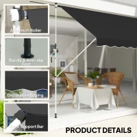 Outsunny 3x1.5m  Adjustable Outdoor Aluminium Frame Awning Black(m-5)
