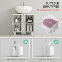 HOMCOM Bathroom Under Sink Cabinet for Basin without or with Pedestal - High Gloss White(m-4)