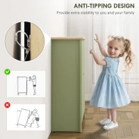 HOMCOM Slim Shoe Cabinet, Narrow Shoe Cupboard with 2 Flip Drawers, Adjustable Shelves for 12 Pairs of Shoes, Green(m-7)