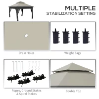 Outsunny 3 x 3(m) Pop Up Gazebo with Mosquito Netting, 1 Person Easy up Marquee Party Tent with 1-Button Push, Double Roof, Carry Bag, Sandbags, Height Adjustable Instant Shelter, Grey(m-6)