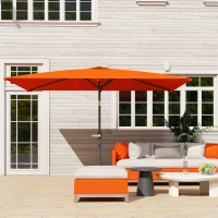 Outsunny 3x2m Garden Parasol Umbrella with Aluminium Pole, Tilt and Crank, Rectangular Outdoor Table Parasol Sun Shade for Patio, Orange(m-8)