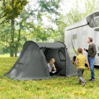 Outsunny 3 Man Camping Tent with Living Area and 2 Bedrooms, 3000mm Waterproof Family Tent with Sewn-in Groundsheet and bag, Portable Dome Shelter for Hiking, Festival, Backpacking, Drak Grey(m-8)