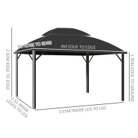 Outsunny 4 x 3m Aluminium Frame Hard Gazebo, with Accessories - Black(m-3)