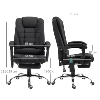 Vinsetto Ergonomic Massage Office Chair with 6-Point Vibrating & Heated Lumbar Support, Executive High Back Computer Desk Chair with Footrest, 135° Reclining, Breathable Microfiber Fabric, Full Black(m-3)