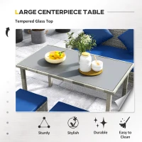 Outsunny 5 Pieces Rattan Garden Furniture Set with Dining Table, Cushions - Dark Blue(m-6)