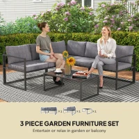 Outsunny Three-Piece L Shaped Garden Furniture Set with Cushions - Grey(m-4)