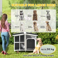 PawHut Wooden Dog Kennel with Removable Floor, Asphalt and Openable Roof, Giant Window for Large Dogs, Charcoal Grey(m-4)