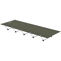 Outsunny Lightweight Camping Bed, Aluminium Portable Camp Cot w/ Strong Support 150kg and Carry Bag for Camping, Dark Green(m-1)