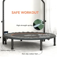 HOMCOM 48" Foldable Mini Fitness Trampoline, with Adjustable Foam Handle, Orange(m-6)