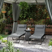 Outsunny Set of Two Reclining Sun Loungers - Charcoal Grey(m-2)