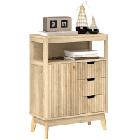 HOMCOM Small Sideboard with Drawers and Adjustable Shelf - Nature Wood Finish(m-10)