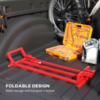 HOMCOM 400 kg Foldable Ride-On Mower Jack Lift, Adjustable Steel Lifting Device, for Lawn Mower, ATV, Red(m-6)