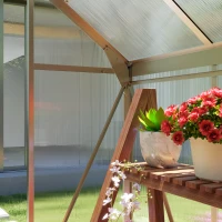 Outsunny Polycarbonate Greenhouse, Large Walk-In Green House with Slide Door and Window, Aluminium Frame, 6x4ft, Silver Tone(m-8)