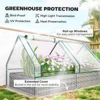 Outsunny Metal Planter Box with Cover, Raised Garden Bed with Greenhouse, for Herbs and Vegetables, White and Dark Grey(m-5)
