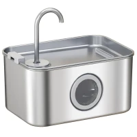 PawHut 3.2L Cat Water Fountain for Drinking, Cat Fountain Stainless Steel with Visible Water-Level Window, Ultra-Silent Pump(m-1)