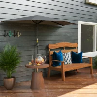 Outsunny 3(m) Half Parasol, Semi Round Umbrella with Metal Frame, Crank Handle for Balcony, Garden, Dark Grey(m-9)
