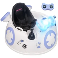 AIYAPLAY Hello Kitty Kids Ride on Bumper Car with Remote Control, Two Joysticks, Music, Lights, Safety Belt, White(m-10)