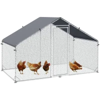 PawHut Galvanised Walk In Chicken Coop Hen House w/ Water-Resist Cover, 3 x 1.7 x 1.9m(m-10)