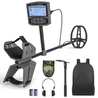 Outsunny Metal Detector for Adults and Beginners, Gold Detector with Higher Accuracy IP68 Waterproof Coil, 5 Professional Modes with Pinpoint & Memory Mode, Bigger Backlit LCD Display with DSP Chip(m-11)