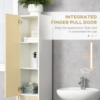 kleankin Tall Bathroom Cabinet with Adjustable Shelves, 5-Tier Modern Freestanding Tallboy with Storage Cabinets, White(m-5)