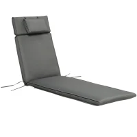 Outsunny Garden Sun Lounger Cushion Replacement Soft Sunbed Reclining Chair Relaxer Pad with Pillow, Cushion ONLY - Grey(m-10)
