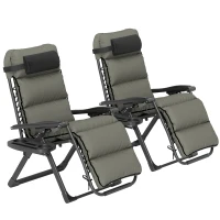 Outsunny Set of Two Reclining Sun Loungers, with Cushion - Grey(m-11)