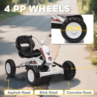 AIYAPLAY Kids Pedal Go Kart with Steel Frame, Sporty Design, for Ages 2-5 Years, White(m-6)