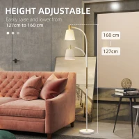 HOMCOM Floor Lamp for Living Room, Spotlight Reading Standing Lamp with Adjustable Height, Rocker on/off Switch, Indoor Task Lighting for Bedroom, Office,  White (Bulb not Included)(m-5)