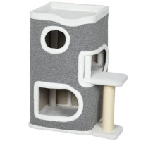 PawHut 75 cm Cat Tree, Cat Tower Condo for Indoor Cats with Scratching Post, Jumping Platform, Grey(m-1)