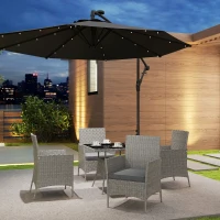 Outsunny Five-Pieces Rattan Dining Set - Light Grey(m-7)