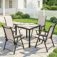 Outsunny 5 Pieces Outdoor Dining Set, Garden Dining Set for 4 with Square Table and Folding Chairs, Brown(m-2)