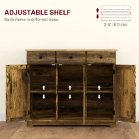HOMCOM Sideboard with Rubberwood Top and Adjustable Shelves for Dining Room, Kitchen - Rustic Brown(m-5)