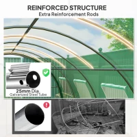Outsunny Polyethylene Upgraded Structure Walk-in Polytunnel Greenhouse, 6 x 3 m, Green(m-5)