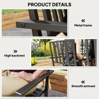 Outsunny Set of Four Minimal Metal Garden Chairs - Black(m-6)