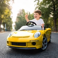 AIYAPLAY Kids Electric Car, 12V Licensed RUF GT Ride on Car with Suspension, Remote Control, Music for 3-5 Years Yellow(m-2)