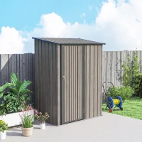 Outsunny 5ft x 3ft Metal Garden Storage Shed, Outdoor Tool Shed with Sloped Roof, Lockable Door for Tools, Equipment, Light Grey(m-9)