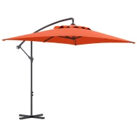 Outsunny 3(m) Cantilever Overhanging Parasol, with Cross Base - Orange(m-10)
