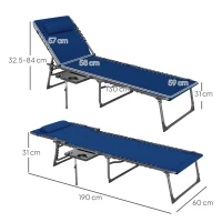 Outsunny Five-Position Reclining Sun Lounger - Dark Blue(m-3)