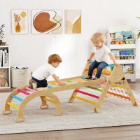 AIYAPLAY 8-in-1 Toddler Climbing Frame, Indoor Play Triangle Set with Slide, Arch and Triangle Ladder, Multicolour(m-2)