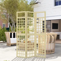 Outsunny 3-Panel Garden Privacy Screen, Freestanding Foldable Wooden Outdoor Divider/Trellis, Decorative Privacy Screen for Garden Patio, 120 x 170 cm, Natural Wood Finish(m-2)