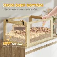 PawHut Wooden Hamster Cage with Detachable 32cm Deep Bottom, Hut, Seesaw, Exercise Wheel, Ramp, 60 x 40 x 75cm, Natural(m-5)