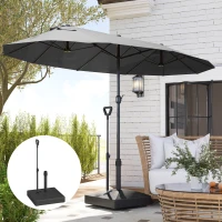 Outsunny Garden Parasol Base with Adjustable Wheels and Handle, Garden Sun Umbrella Base Parasol Stand, Filled Up to 55kg with Stand, 45kg with Water for 35, 38, 48 mm Poles, Black(m-8)