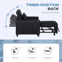 HOMCOM Linen-Look Single Chair Bed - Black(m-5)